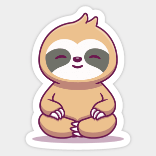 Cute Sloth Sitting Yoga Sticker